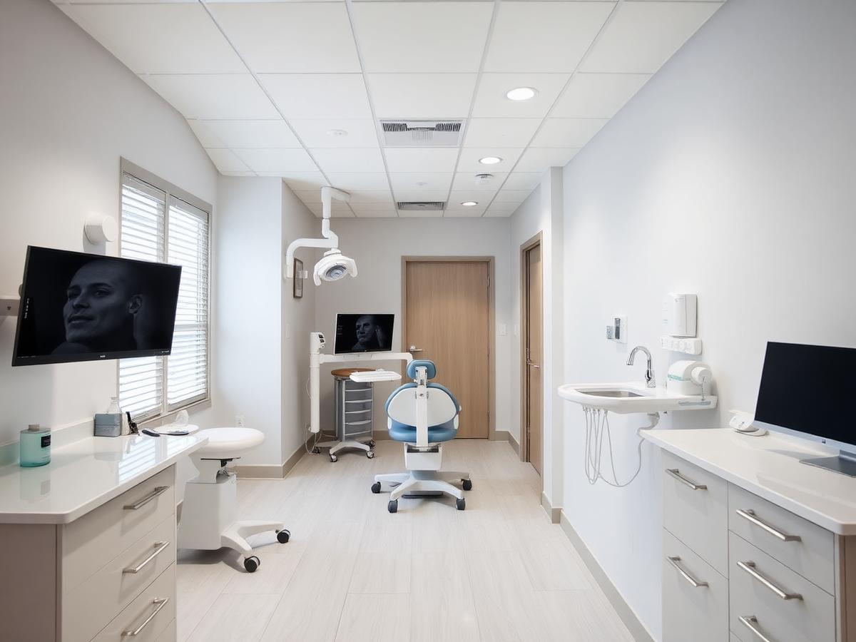 Hallway with digital imaging and sterilization equipment